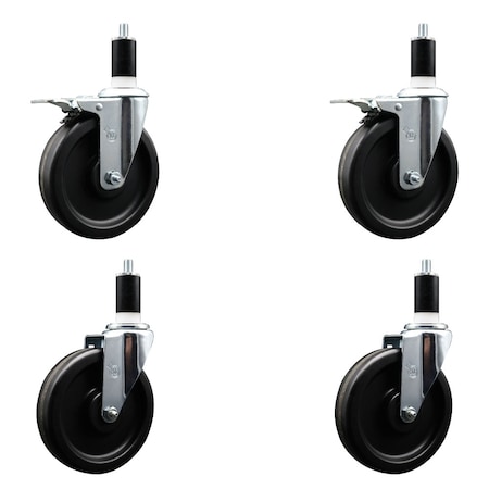 Service Caster 6'' Phenolic Swivel 1-3/8'' Expand Stem Caster Set 2 Total Lock Brakes, 4PK SCC-EXTTL20S615-PHS-2-S-2-138